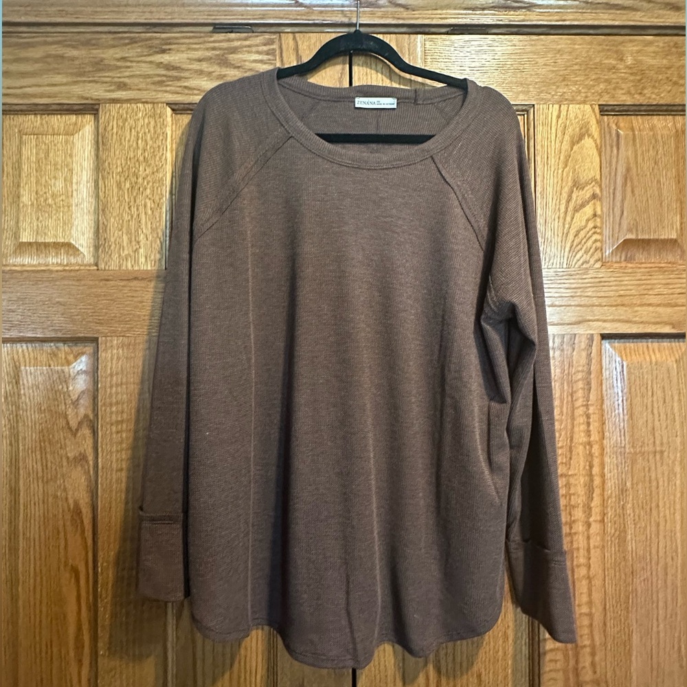 Zenana Brown Long Sleeve Top New without Tags